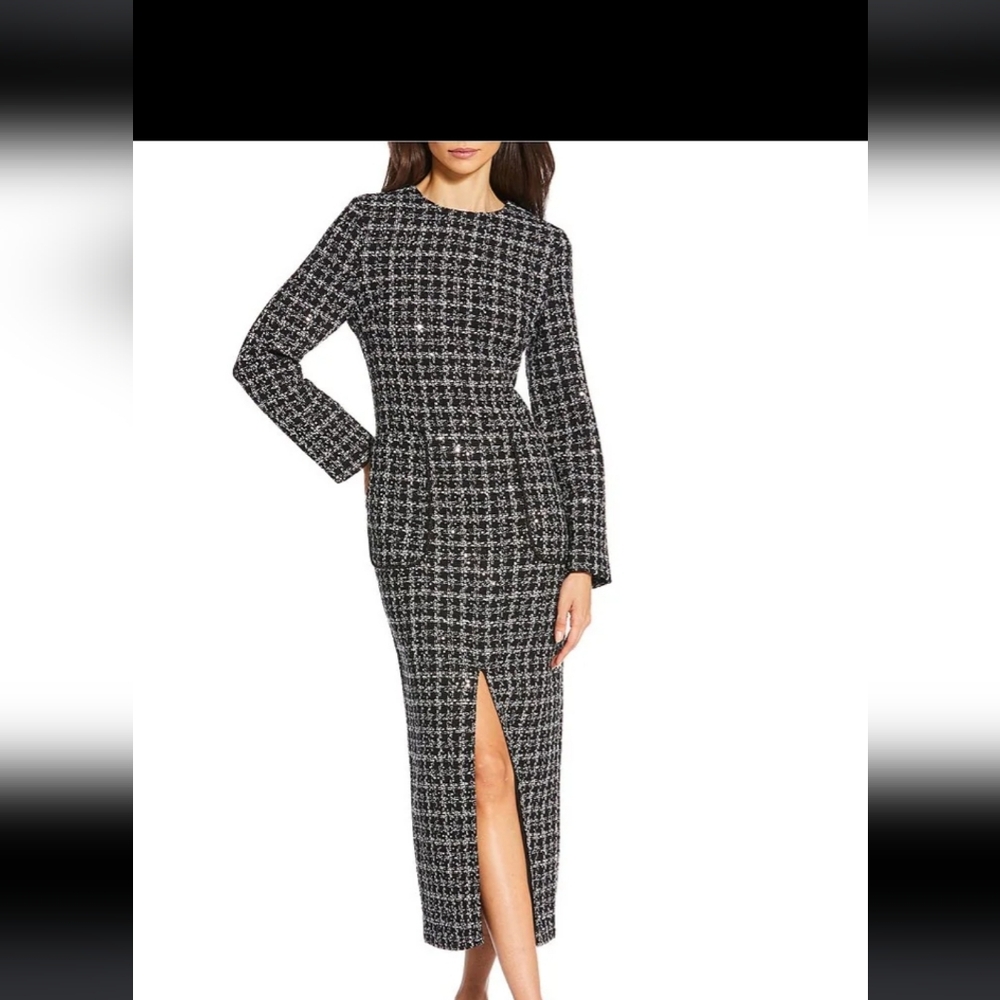 Le'ALX SEQUIN TWEED MAXI DRESS SIZE 12